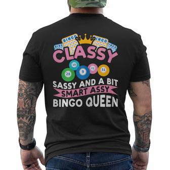 Classy Sassy And A Bit Smart Assy Bingo Queen Bingo Player Men's T-shirt Back Print - Monsterry