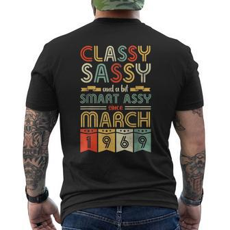 Classy Sassy A Bit Smart Assy Since March 1969 55 Years Old Men's T-shirt Back Print | Mazezy