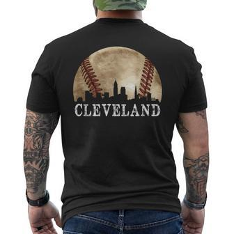 Cleveland Skyline City Vintage Baseball Lover Men's T-shirt Back Print - Monsterry AU