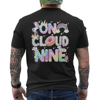 On Cloud Nine Unicorn Donut Birthday 9Th Birthday Men's T-shirt Back Print - Thegiftio UK