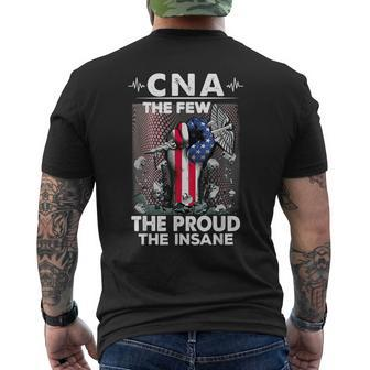 Cna Emt The Few The Proud The Insane Usa American Flag Mens Back Print T-shirt - Thegiftio UK