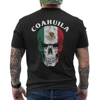 Coahuila Mexico Flag On Skull Coahuila Men's T-shirt Back Print - Monsterry UK
