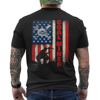 Coal Miner Patriotic Usa Flag Pitman Underground Mining Men's T-shirt Back Print - Thegiftio UK