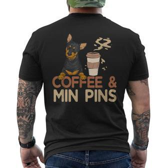 Coffee & Min Pin Dog Miniature Pinscher Men's T-shirt Back Print - Monsterry