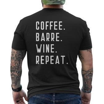 Coffee Barre Wine Repeat Yoga Exercise Sports Muscle Mens Back Print T-shirt | Mazezy