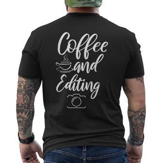 Coffee And Editing Camera Photographer Men's T-shirt Back Print - Monsterry DE