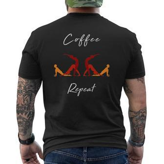 Coffee Yoga Repeat Workout Fitness Mens Back Print T-shirt | Mazezy