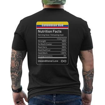 Colombian Dad Nutrition Facts Father's Mens Back Print T-shirt | Mazezy UK