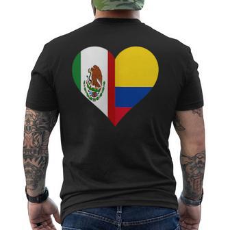 Colombian Mexican Heart Flag Colombia Mexico Men's T-shirt Back Print - Monsterry AU