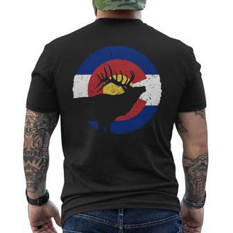 Colorado Elk Hunting Co State Flag Hunter Men's T-shirt Back Print | Mazezy
