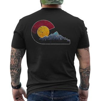Colorado With Flag Themed Mountain Scene Men's T-shirt Back Print | Mazezy