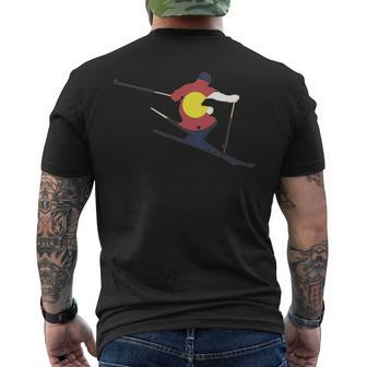 Colorado Flag Skier Men's T-shirt Back Print | Mazezy
