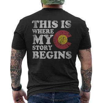 Colorado Flag Story Begins Men's T-shirt Back Print | Mazezy