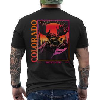 Colorado Mountain Moose Retro Vintage 80S Elk Colorado Men's T-shirt Back Print - Monsterry