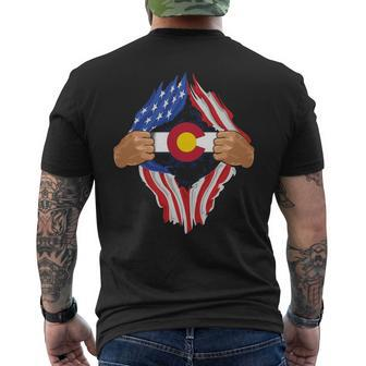 Colorado Roots Inside State Flag American Proud Men's T-shirt Back Print | Mazezy DE