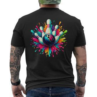 Colorful Bowling Game Day Bowling Cute Colorsplash Ball Men's T-shirt Back Print - Monsterry AU