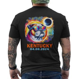 Colorful Bulldog Total Solar Eclipse 2024 Kentucky Men's T-shirt Back Print - Seseable