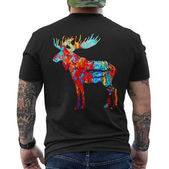 Colorful Canadian Moose Abstract Paint Wildlife Nature Men's T-shirt Back Print - Monsterry CA