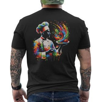 Colorful Chef With Splash Art Kitchen Cooking Lovers Men's T-shirt Back Print - Thegiftio UK