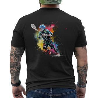 Colorful Lacrosse Player Boy On Lacrosse Men's T-shirt Back Print | Mazezy