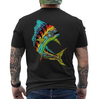 Colorful Mahi Dolphin Men's T-shirt Back Print - Monsterry