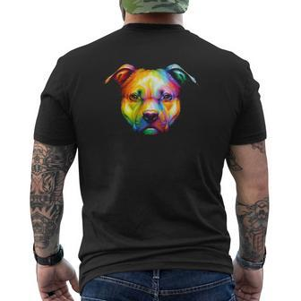 Colorful Pitbull Face Pitbull Dog Lover Mens Back Print T-shirt | Mazezy