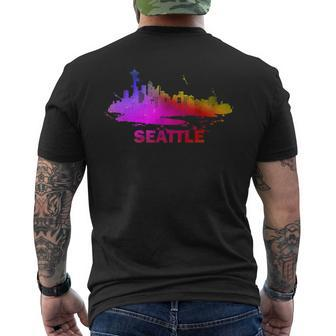 Colorful Seattle Cityscape Souvenir Seattle Skyline Men's T-shirt Back Print - Monsterry AU