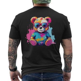 Colorful Teddy Bear Men's T-shirt Back Print - Seseable