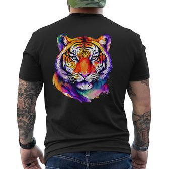 Colorful Tiger Face Neture Wild Animal Pet Lovers Men's Men's T-shirt Back Print - Thegiftio UK