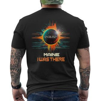 Colorful Total Solar Eclipse 2024 Maine Men's T-shirt Back Print | Mazezy