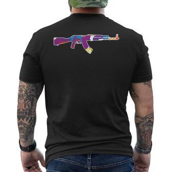 Coloured Ak 47 Weapon Peace War Sign Men's T-shirt Back Print - Monsterry