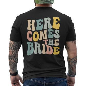 Here Comes The Bride Aesthetic Trend Words On Back Men's T-shirt Back Print - Monsterry
