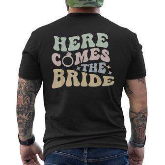 Here Comes The Bride Bachelorette Party Bride Trendy Wedding Men's T-shirt Back Print - Monsterry