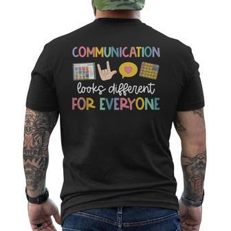 Communication Looks Different For Everyone Speech Therapy Men's T-shirt Back Print - Seseable