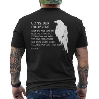Consider The Ravens They Do Not Sow Or Reap Men's T-shirt Back Print - Monsterry UK