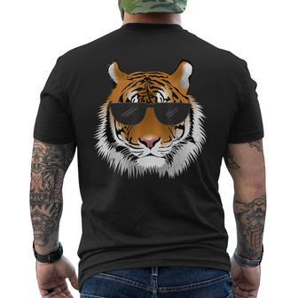 Cool Bengal Tiger With Sunglasses Bengal Tiger Head Men's T-shirt Back Print - Monsterry