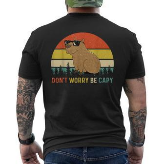 Cool Capybara Don't Worry Be Cappy Vintage Rodent Meme Men's T-shirt Back Print - Monsterry