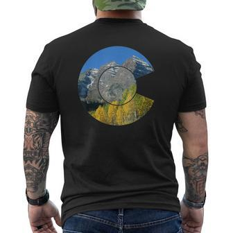 Cool Colorado State Flag Aspen Maroon Bells Men's T-shirt Back Print - Monsterry
