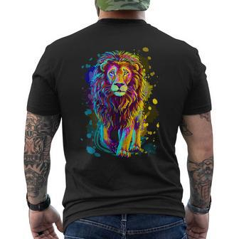Cool Colorful Wild Lion Stylish T Lion Graphic Men's T-shirt Back Print - Monsterry DE