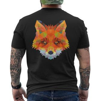 Cool Cute Orange Fox Face Geometric Polygon Animal Graphic Men's T-shirt Back Print - Thegiftio UK