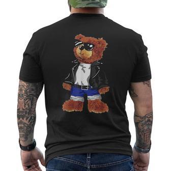 Cool Cute Teddy Bear With Sunglasses Leather Jacket & Jeans Men's T-shirt Back Print - Monsterry