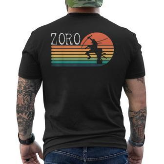 Cool Graphic Zoro Samurai Pirate Sunset Men's T-shirt Back Print - Seseable