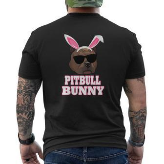 Cool Glasses Pitbulls Bunny Rabbit Dog Happy Easter Mens Back Print T-shirt | Seseable CA