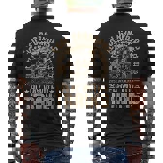 Cool Grandpas Play With Trains Locomotives Trains Grandpa Men's T-shirt Back Print | Mazezy