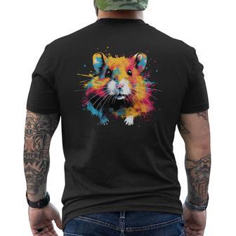 Cool Hamster On Colorful Painted Hamster Men's T-shirt Back Print - Monsterry CA