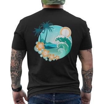 Cool Island Scene Beach Surf Men's T-shirt Back Print - Monsterry DE