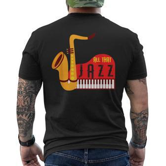 Cool All That Jazz Sax And Piano Jazz Music Lovers Men's T-shirt Back Print - Monsterry CA