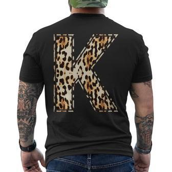 Cool Letter K Initial Name Leopard Cheetah Print Men's T-shirt Back Print - Monsterry