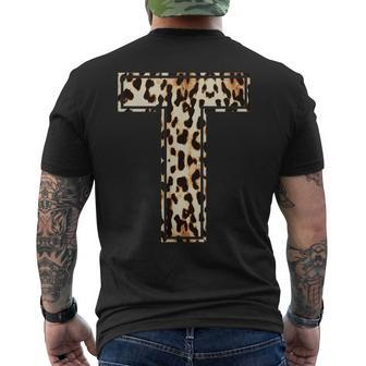 Cool Letter T Initial Name Leopard Cheetah Print Men's T-shirt Back Print - Monsterry DE