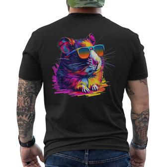 Cool Looking Hamster With Multicolor Sunglasses Outfit Men's T-shirt Back Print - Monsterry